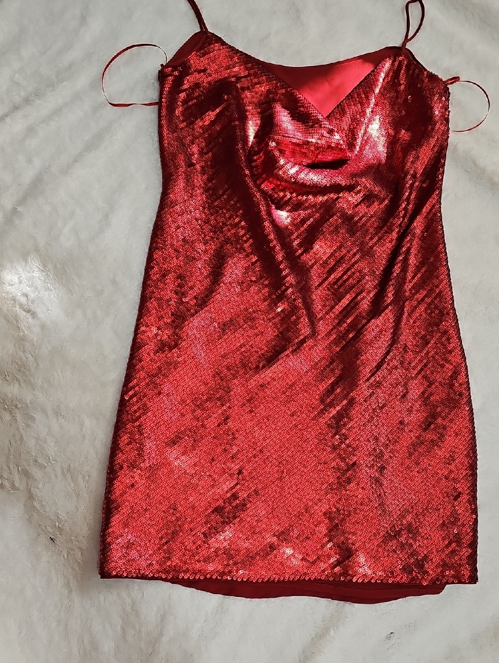 Zara Red Sequin Slip Mini Dress
